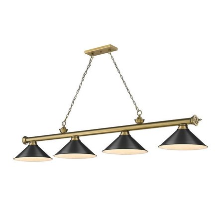 Z-LITE Cordon 4 Light Billiard, Rubbed Brass & Matte Black 2306-4RB-MB15